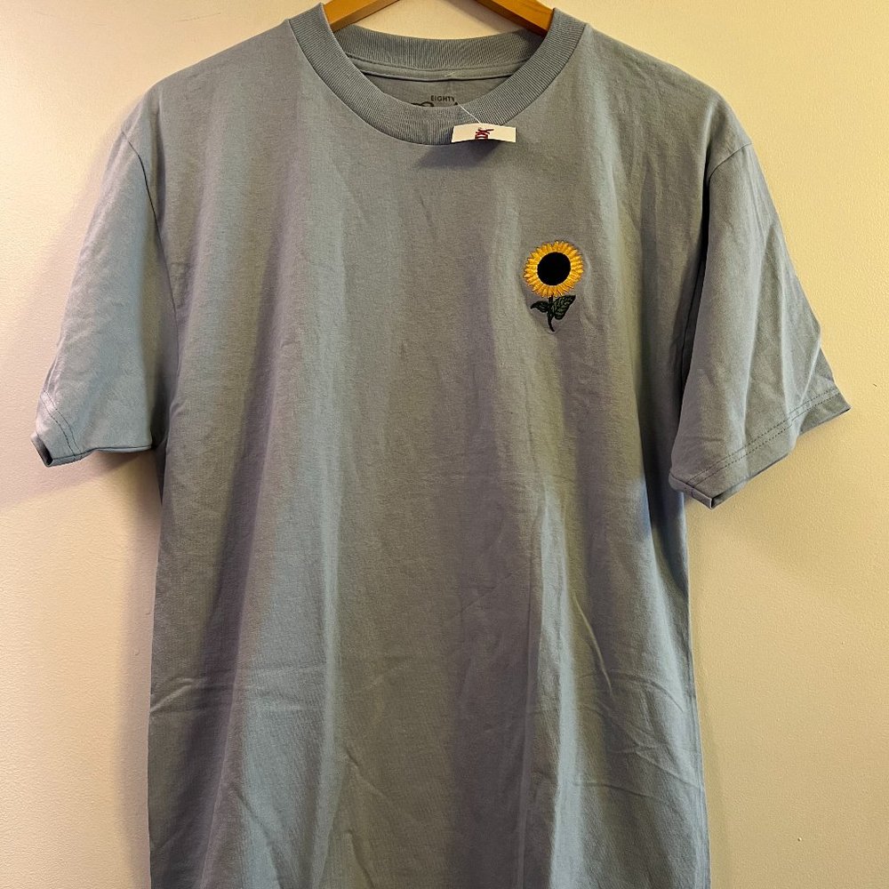 Eighty Eight Brand Blue Tee with Sunflower Embroidery - Size Medium - Picture 1 of 6